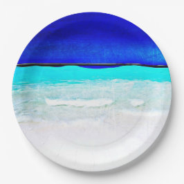 Plato De Papel Placas de papel de Blue Ocean Sandy Beach