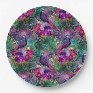 Plato De Papel Placas de papel de Boda de pavo real