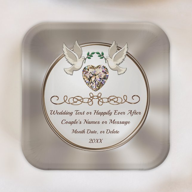 Plato De Papel Placas de papel de bodas elegantes y personalizada (Subido por el creador)