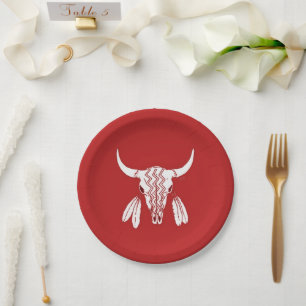 Plato De Papel Placas de papel de Búfalo de Fantasma Rojo