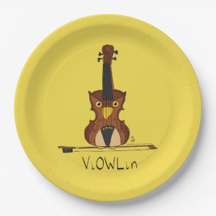 Plato De Papel Placas de papel de búho de violín ViOWL