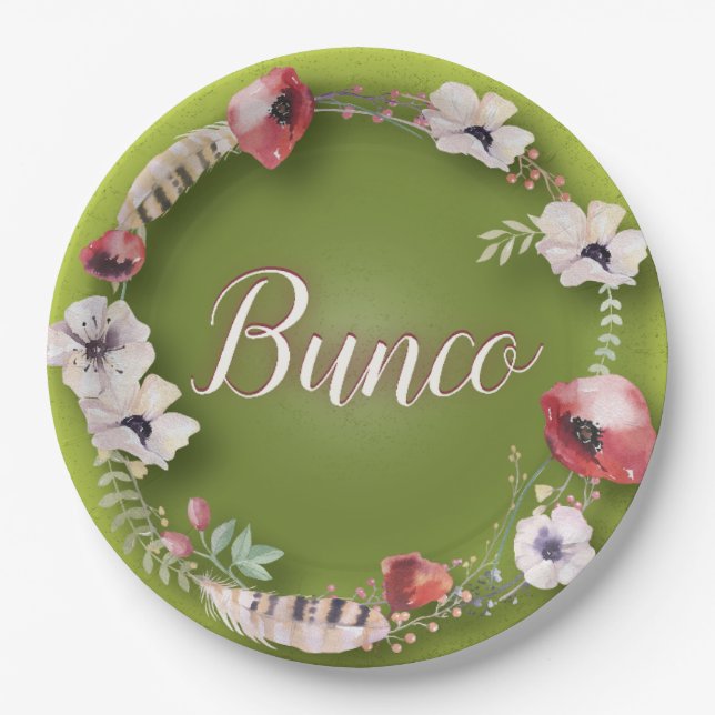 Plato De Papel Placas de papel de Bunco Boho (Anverso)