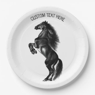 Plato De Papel Placas de papel de caballo erguidas con texto Pers