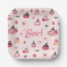 Plato De Papel Placas de papel de calabaza rosa