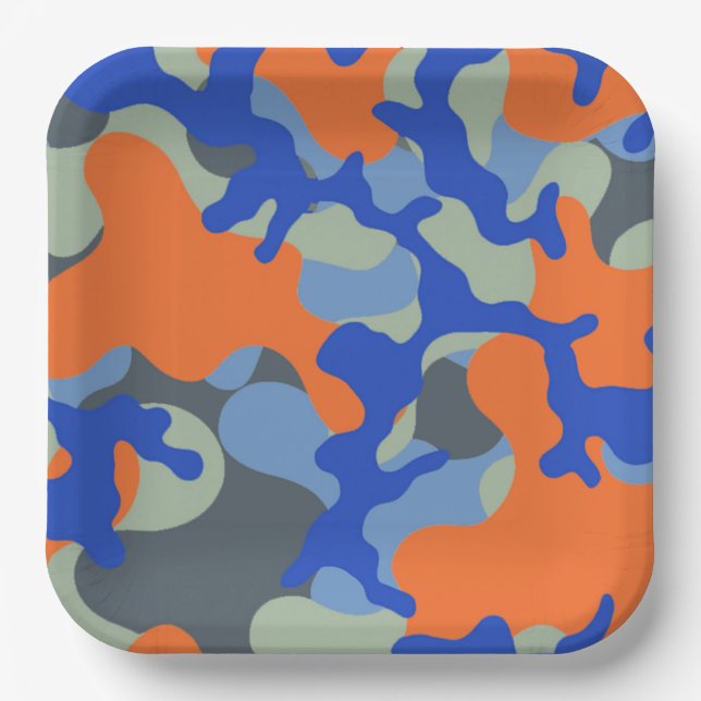 Plato De Papel Placas de papel de camo | Dart Fiesta Plates (Anverso)