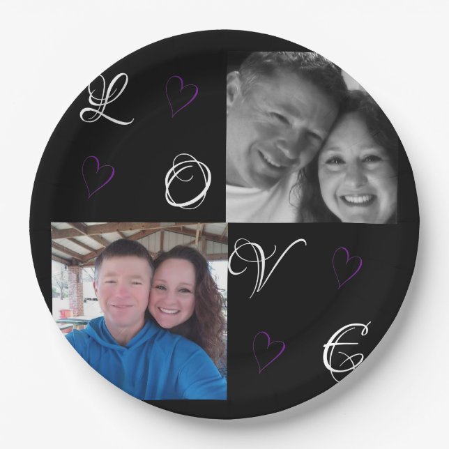 Plato De Papel Placas de papel de casamiento personalizadas (Anverso)