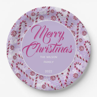 Plato De Papel Placas de papel de cerezo Candy Cane