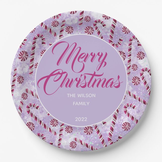 Plato De Papel Placas de papel de cerezo Candy Cane (Anverso)