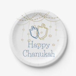 Plato De Papel Placas de papel de Chanukah felices