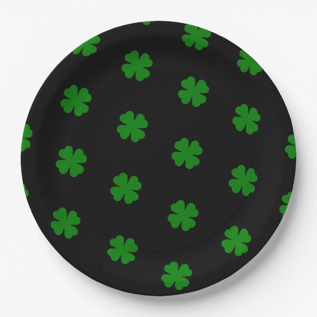 Plato De Papel Placas de papel de Clovers afortunados (Anverso)