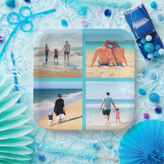 Plato De Papel Placas de papel de Collage de fotos personalizado  (Fiesta)