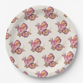 Plato De Papel Placas de papel de color de pansy de época — Pinta