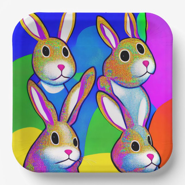 Plato De Papel Placas de papel de conejo de Pascua (Anverso)