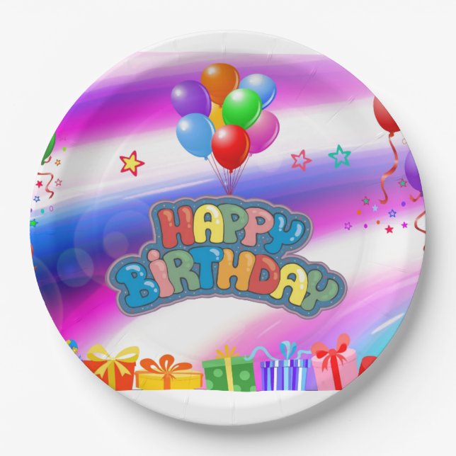 Plato De Papel Placas de papel de cumpleaños (Anverso)