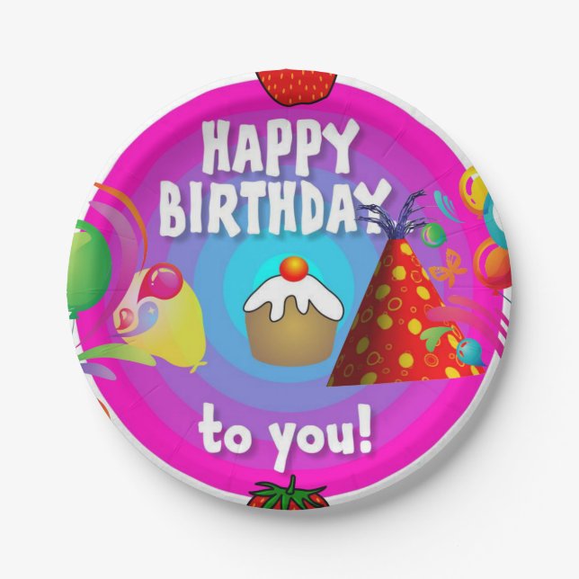 Plato De Papel Placas de papel de cumpleaños (Anverso)