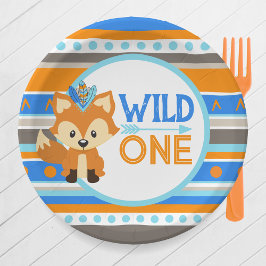 Plato De Papel Placas de papel de cumpleaños 110 de Wild One Fox