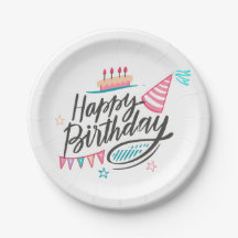 Placas de papel de cumpleaños alegres