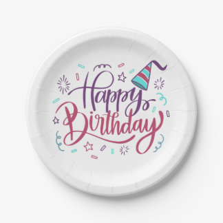 Plato De Papel Placas de papel de cumpleaños alegres