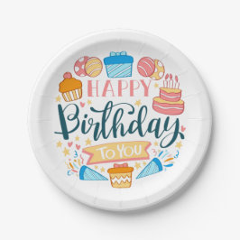 Plato De Papel Placas de papel de cumpleaños alegres