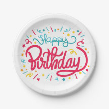 Placas de papel de cumpleaños alegres
