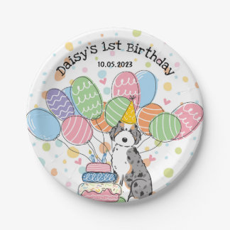 Plato De Papel Placas de papel de cumpleaños Blue Merle Aussiedoo