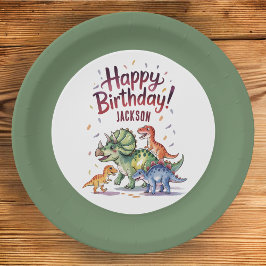 Plato De Papel Placas de papel de cumpleaños de dinosaurios perso