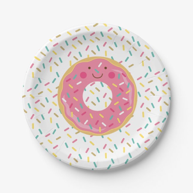 Plato De Papel Placas de papel de cumpleaños de Donut (Anverso)