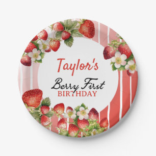Plato De Papel Placas de papel de cumpleaños de fresa