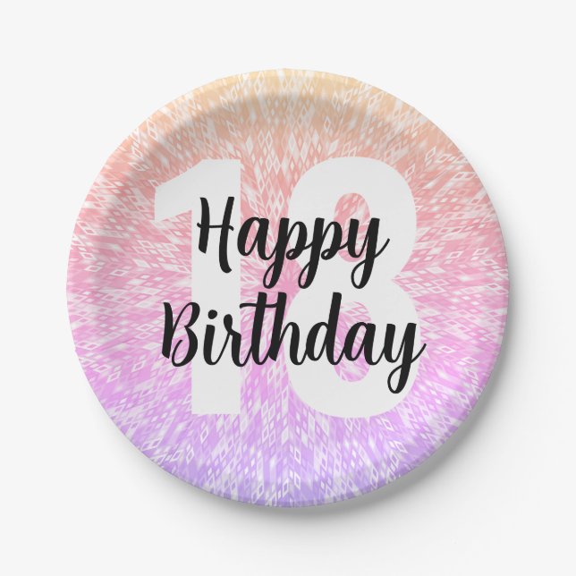 Plato De Papel Placas de papel de cumpleaños de Mandala de gran n (Anverso)