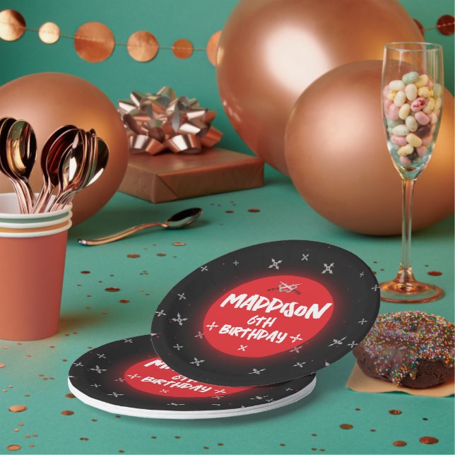 Plato De Papel Placas de papel de cumpleaños de Ninja negro (Multi)