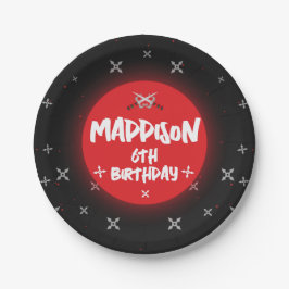 Plato De Papel Placas de papel de cumpleaños de Ninja negro