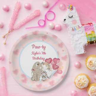 Plato De Papel Placas de papel de cumpleaños de perro de paja