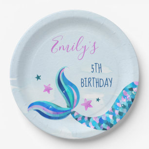 Plato De Papel Placas de papel de cumpleaños de Sirena