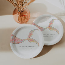 Placas de papel de cumpleaños de Sirena