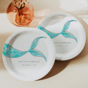 Plato De Papel Placas de papel de cumpleaños de Sirena