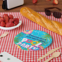 Placas de papel de cumpleaños del Fiesta de piscin