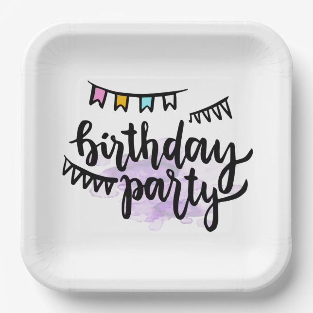 Plato De Papel Placas de papel de cumpleaños felices (Anverso)