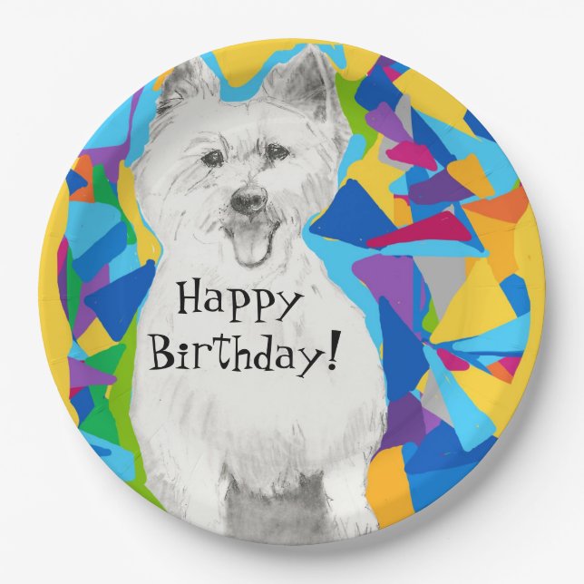 Plato De Papel Placas de papel de cumpleaños felices (Anverso)