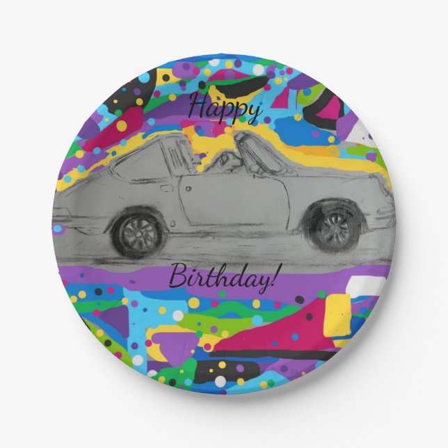 Plato De Papel Placas de papel de cumpleaños felices (Anverso)