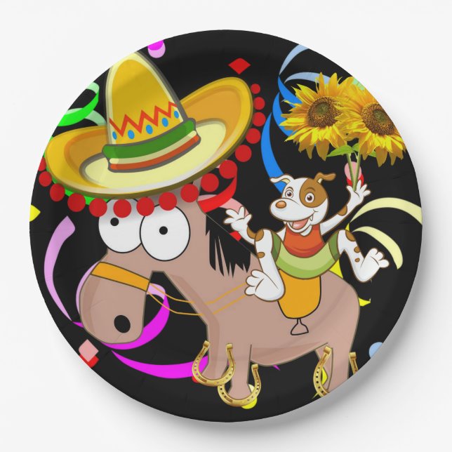 Plato De Papel Placas de papel de cumpleaños feliz para caballos (Anverso)