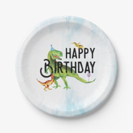 Plato De Papel Placas de papel de cumpleaños feliz para dinosauri