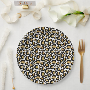 Plato De Papel Placas de papel de cumpleaños impresas de leopardo