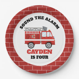 Plato De Papel Placas de papel de cumpleaños para bomberos de bom