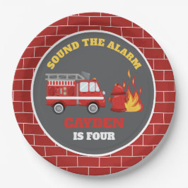 Plato De Papel Placas de papel de cumpleaños para bomberos de bom