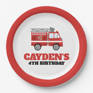 Plato De Papel Placas de papel de cumpleaños para bomberos de bom