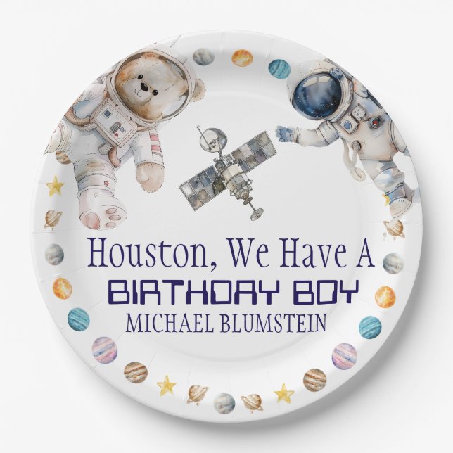 Plato De Papel Placas de papel de cumpleaños para el espacio exte (Anverso)