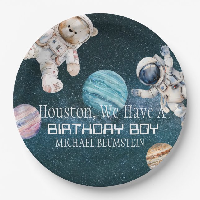 Plato De Papel Placas de papel de cumpleaños para el espacio exte (Anverso)