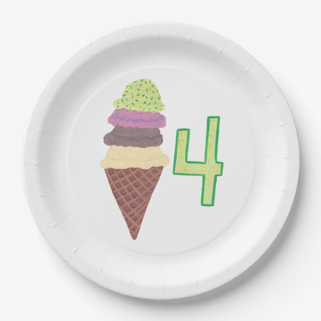 Plato De Papel Placas de papel de cumpleaños para helados de hela (Anverso)