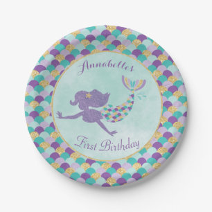 Plato De Papel Placas de papel de cumpleaños para sirenas
