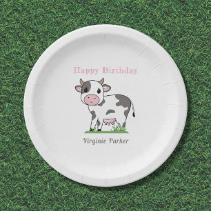 Plato De Papel Placas de papel de cumpleaños para vacas vacas